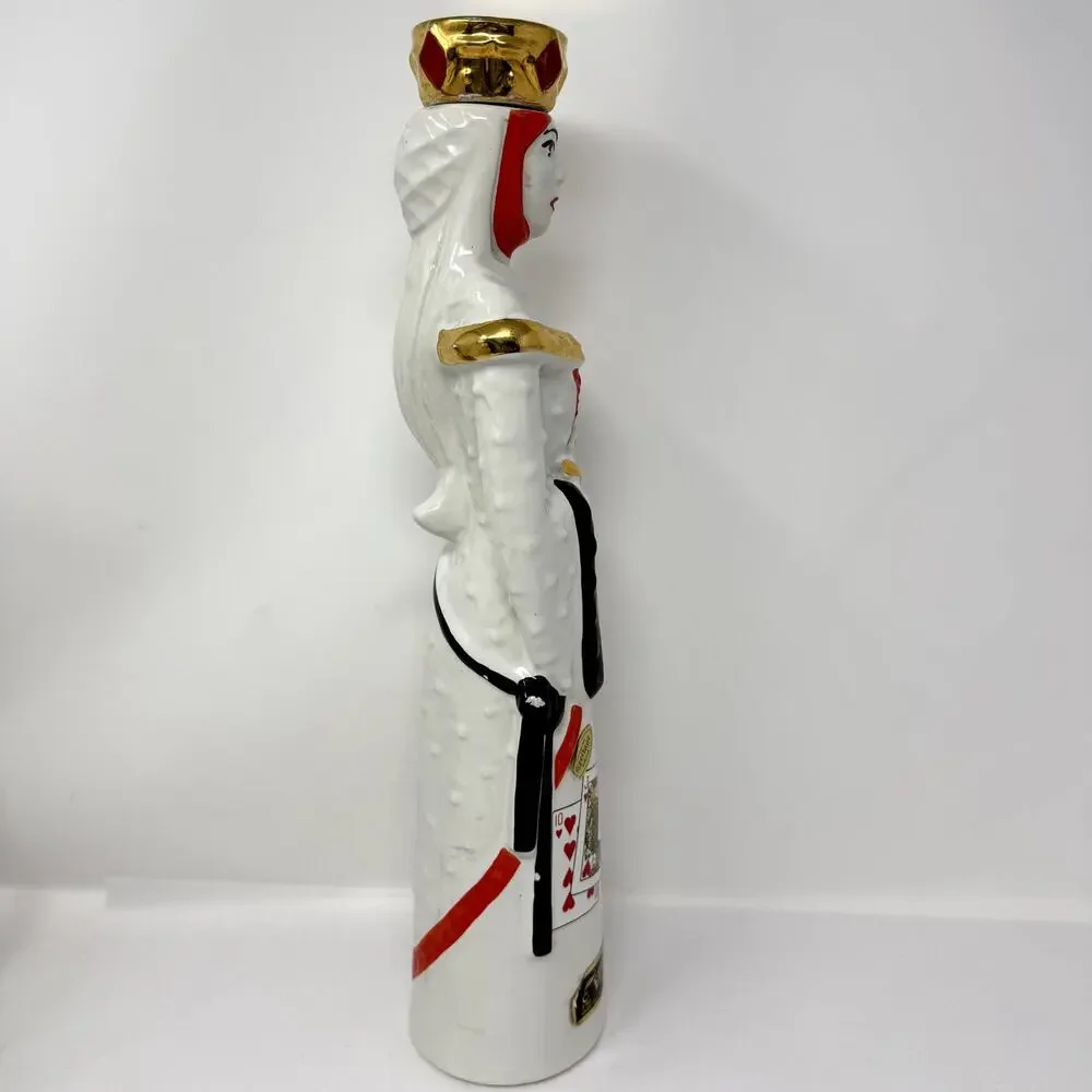 Ezra Brooks Queen of Hearts US Navy Whiskey Decanter Vintage Poker Bottle *Flaw